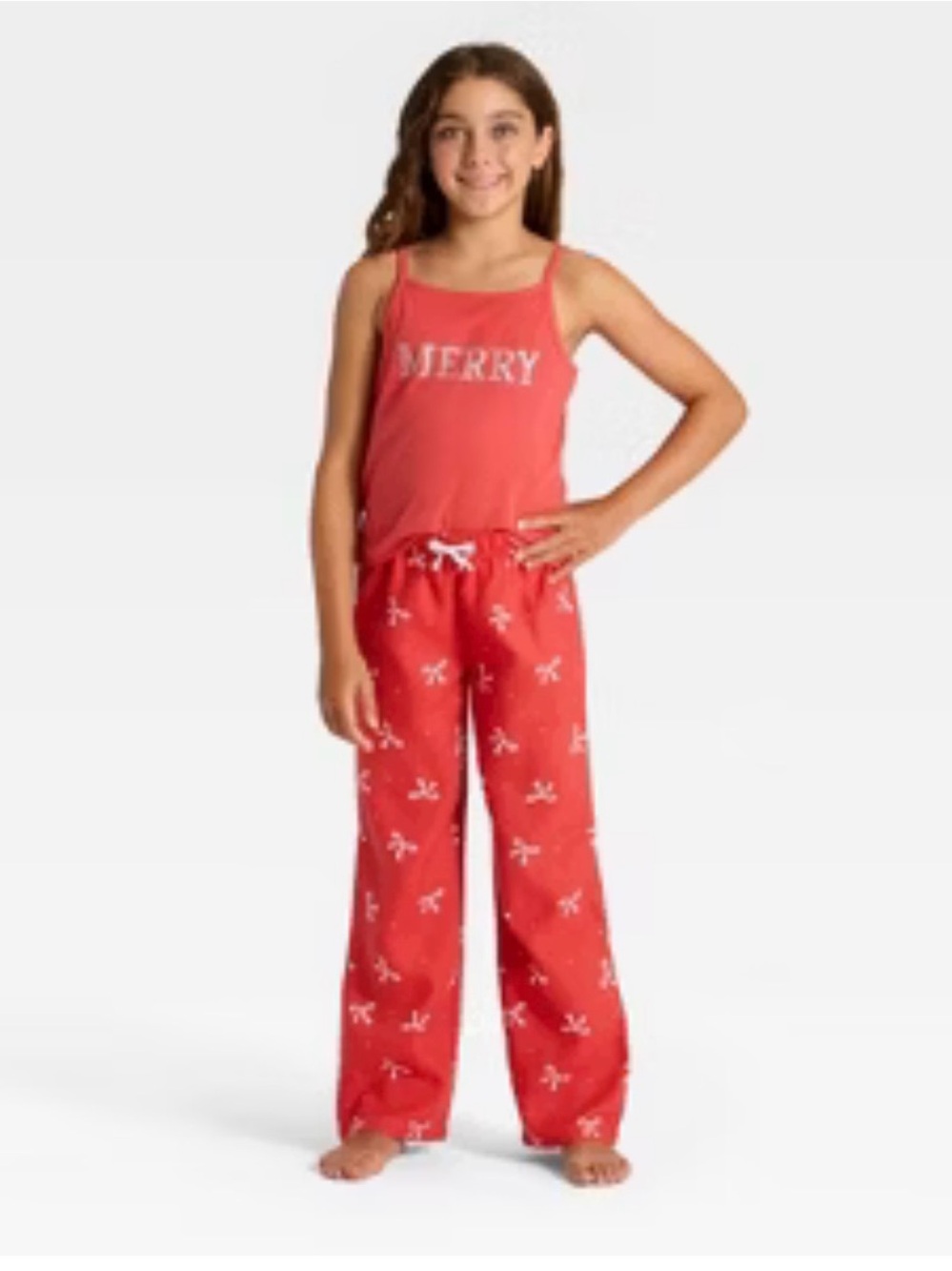 Girls' Red Merry Tank & Candy-Print Pajama Set